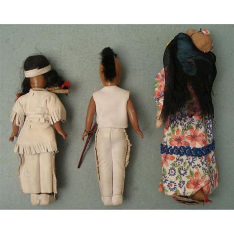 3 vintage native american dolls mohawk indians