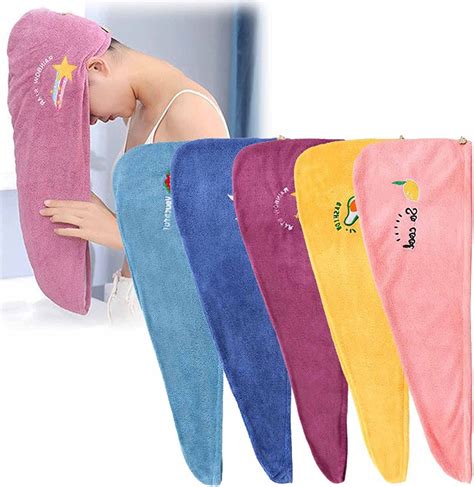 Quick Dry Hair Towelettes With Button Women Girl Towels Lady Shower