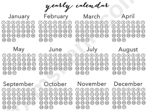 Create Small Yearly Calendar Printable Templates Printable Free