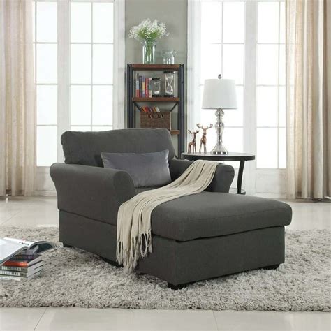 Charcoal Grey Chaise Lounge Upholstered Sofa Chair Affordable Modern