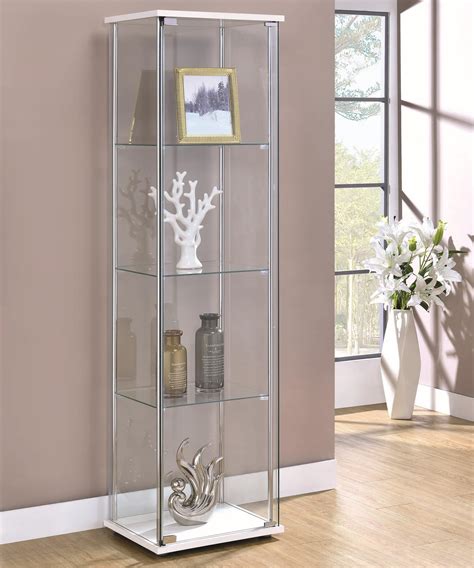 Coaster Curio Cabinets Contemporary White Glass Curio Cabinet Rife S Home Furniture Curio