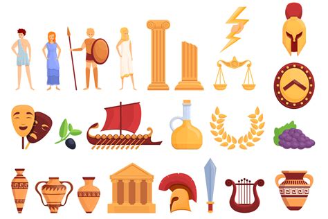Ancient Greece Icons Set Cartoon Style Graphic By Nsit0108 · Creative