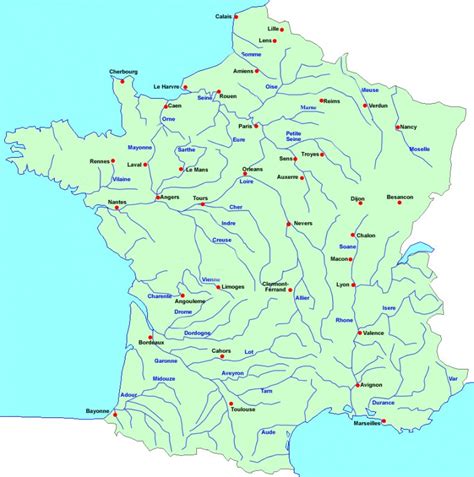 A Map Of France With Cities And Rivers Germany Map