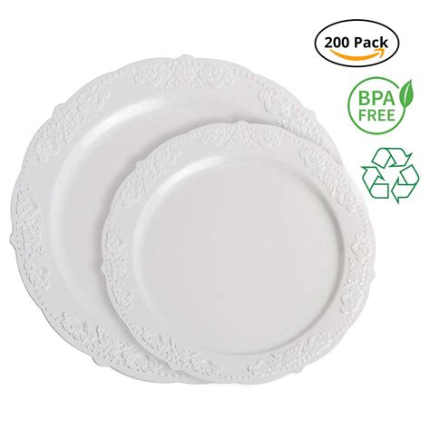 Party Joy Piece Royale White Plastic Plate Set Salad Plates