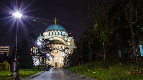 Фото Города Церковь Белград Hram Svetog Save Ночь Храмы 1920x1080