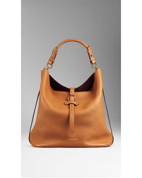 Burberry Large Buckle Detail Leather Hobo Bag In Brown Lyst