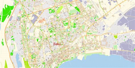 Baku Pdf Map Vector Azerbaijan En City Plan Editable Street Map