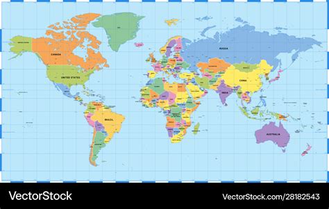 Global Political Map Of The World Vector Stock Vector Illustration Images