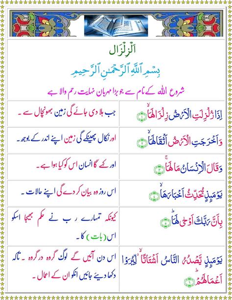 Read Surah Al Zilzal Online With Urdu Translation