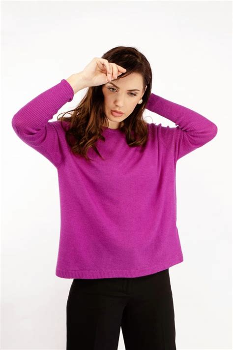 Beverly Purple Cashmere Sweater With Rib Details Asneh