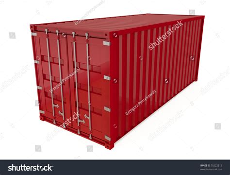 Red Shipping Container Isolated On White 3d Render Stock Photo