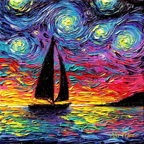 Sailboat Starry Night Art Canvas Print Come Sail Away Ocean Etsy
