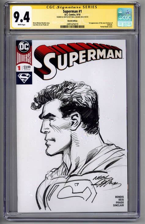 Superman 1 Blank Wit Original Superman Sketch By Neal Cgc 94