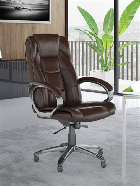Office Chair Brown Leather Faced Northland Exec Chair AOC6332-L-BR