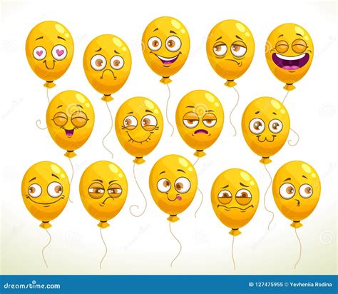 Globos Divertidos Del Emoji De La Historieta Fijados Smiley Faces