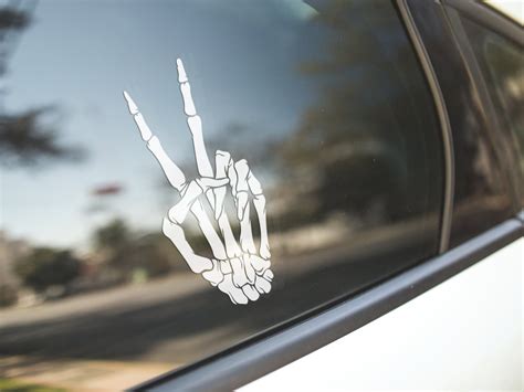 Skeleton Peace Sign Vinyl Decal Peace Sign Vinyl Decal Peace Etsy