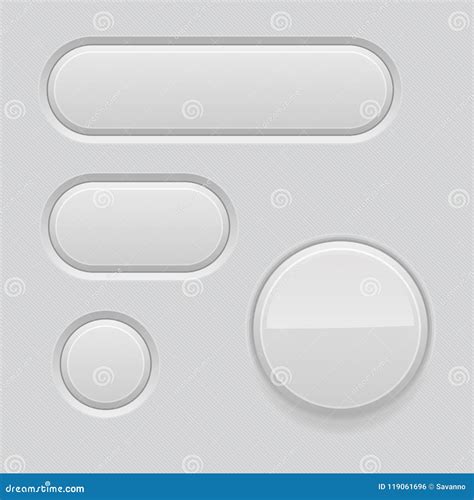 Gray Interface Buttons 3d Matted Signs Stock Vector Illustration Of