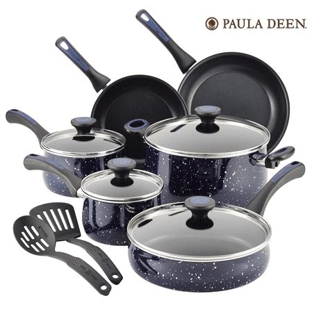I suggest checking muffins before the. Paula Deen Riverbend Speckled Deep Blue 12-piece Cookware ...