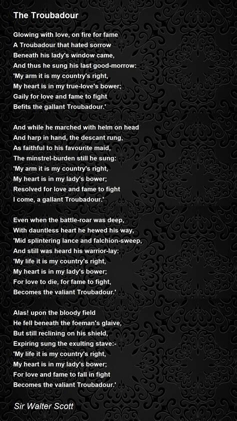 The Troubadour The Troubadour Poem By Sir Walter Scott