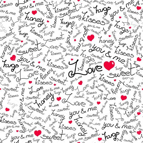Vector Seamless Pattern With Many Words Of Love ⬇ Vector Image By