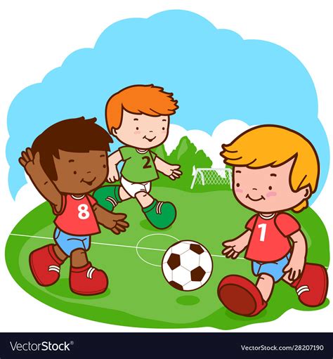 Kids Playing Soccer Royalty Free Vector Image Vectorstock
