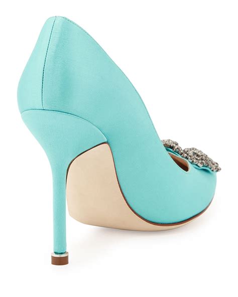 Lyst Manolo Blahnik Hangisi Satin Pump In Blue