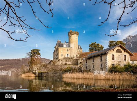 France Haute Savoie Lake Annecy Duingt Castle Stock Photo Alamy