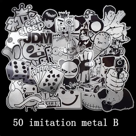 50 Pcspack Graffiti Sticker No Repeat 50 Imitation Metal Music Trend