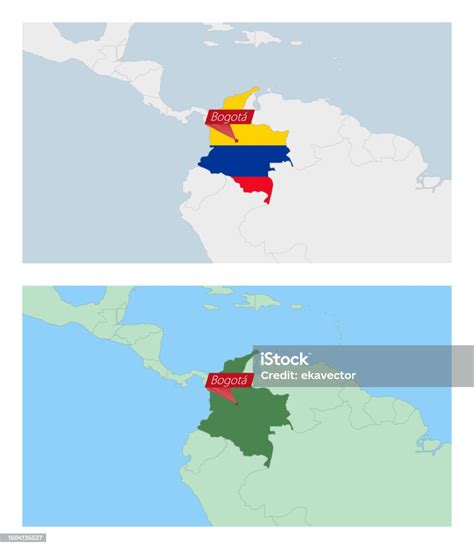 Kolumbienkarte Mit Anstecknadel Der Landeshauptstadt Zwei Arten Von