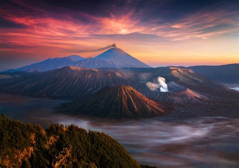 nature, Landscape, Mountain, Volcano, Indonesia, Sunrise ...