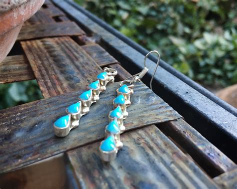 1 1 2 Long Earrings Turquoise Dangles Native American Indian Style