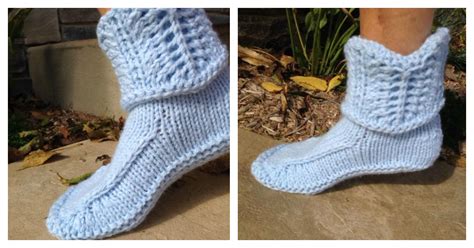 Slipper Boots With Lace Cuff Free Knitting Pattern