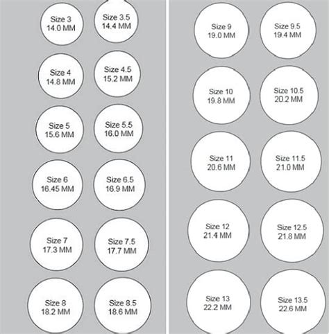 Ring Size Chart Guide How To Measure Ring Size Printable