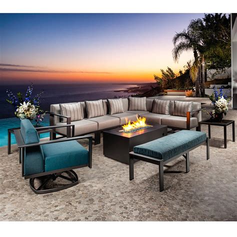 Outdoor sectional with fire pit. OW Lee Studio Patio Sectional Set with Fire Table | OW ...