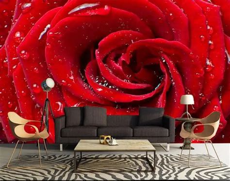 Custom 3d Photo Wallpaper Living Room Mural A Super Red Rose Flowers 3d