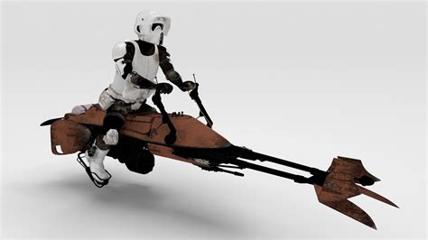 Star Wars Set Speeder Bike With Scout Trooper 3d Model Cgtrader