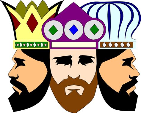 Clip Art Image Of A Cartoon Of The Three Wise Men Bearing Gifts Clip