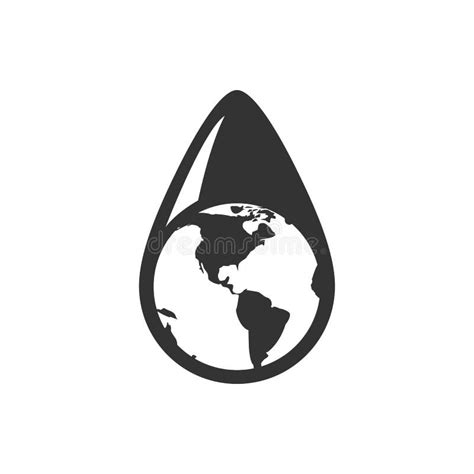 Bw Icon Earth Water Drop Stock Vector Illustration Of Ecological