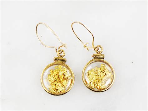 Vintage Gold Nugget Earrings Gold Dangle Earrings Gold Drop Earrings