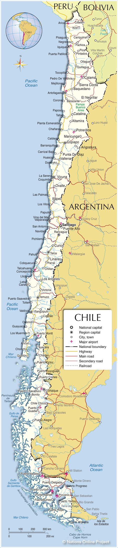 Political Map Of Chile Nations Online Project