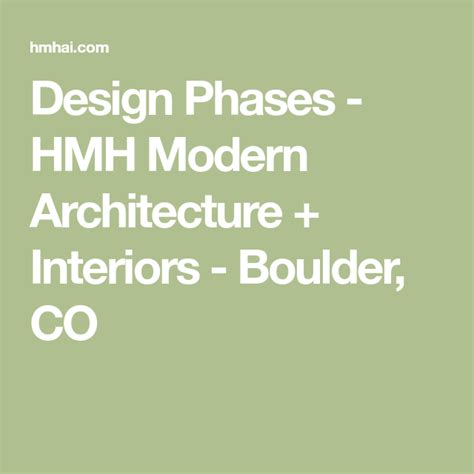 Design Phases Hmh Modern Architecture Interiors Boulder Co