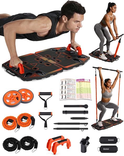 Amazon Com Gonex Portable Home Gym Workout Equipment With Exercise Accessories Ab Roller