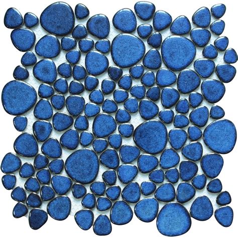 Glazed Porcelain Tile Mosaic Pebble Blue Ceramic Wall Tiles Backsplash