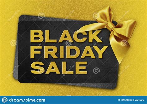 Save on all your outdoor needs, from browning shotguns and gun safes, to johnny morris fishing rods and tackle boxes, during cabela's black friday all week sales event. Black Friday Sale Text Write On Black Gift Card With Golden Ribbon Bow Stock Photo - Image of ...