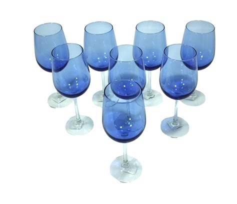 Cobalt Royal Blue Clear Stem Two Tone Wine Glasses Set Of 4 Buy Online In Sri Lanka At