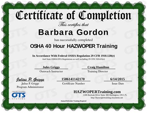 PDF 40 Hour Hazwoper Training Certificate DOKUMEN TIPS