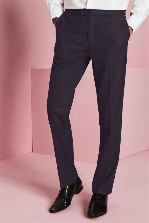 Contemporary Mens Flat Front Modern Fit Trousers Plum Simon Jersey