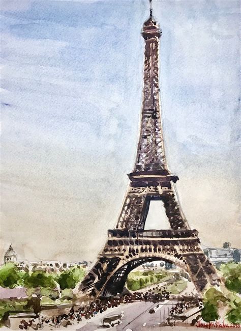 Paris Eiffel Tower Watercolor Painting Parisian Art Etsy Canada