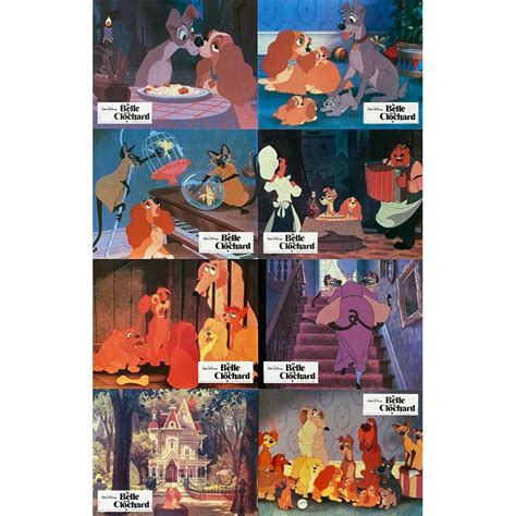 Lady And The Tramp French Lobby Cards 9x12 In 1955r1985 X8
