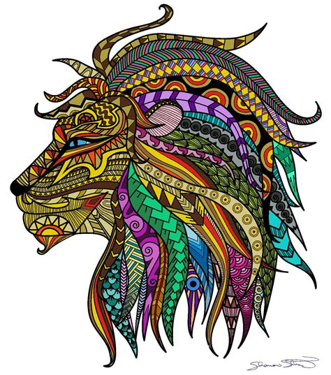 Lion Head Lion Coloring Pages For Adults Already Colored Kidsworksheetfun